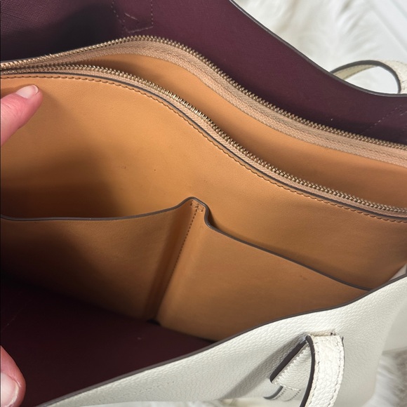 Tory Burch White Ivory Perry Triple Compartment Tote Bag - Picture 7 of 10